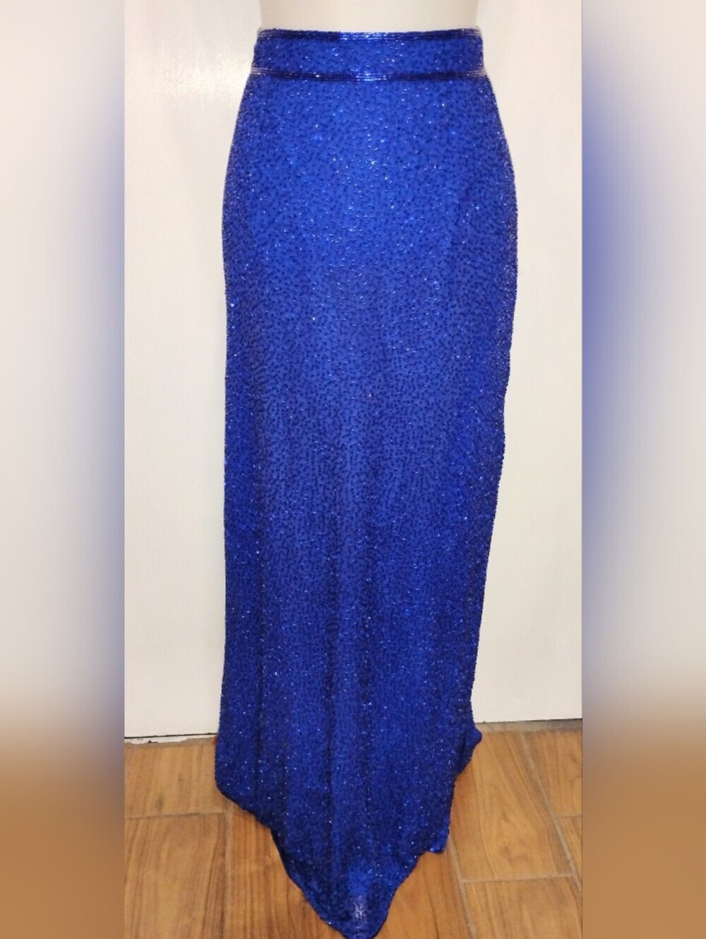 ROYAL BLUE BEADED MAXI SKIRT